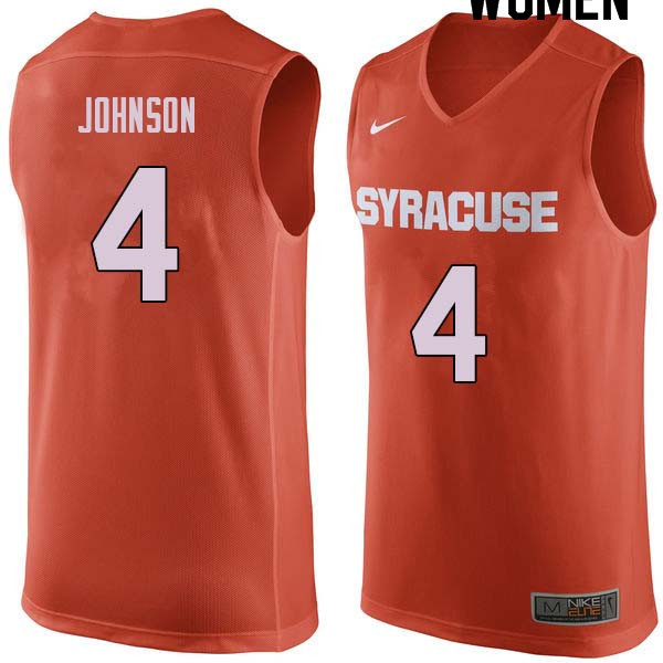 Women #4 Wesley Johnson Syracuse Orange College Basketball Jerseys Sale-Orange